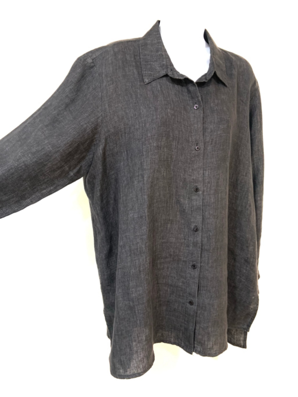 EILEEN FISHER Organic Linen Button Down Shirt (Sz L) - Picture 2 of 9